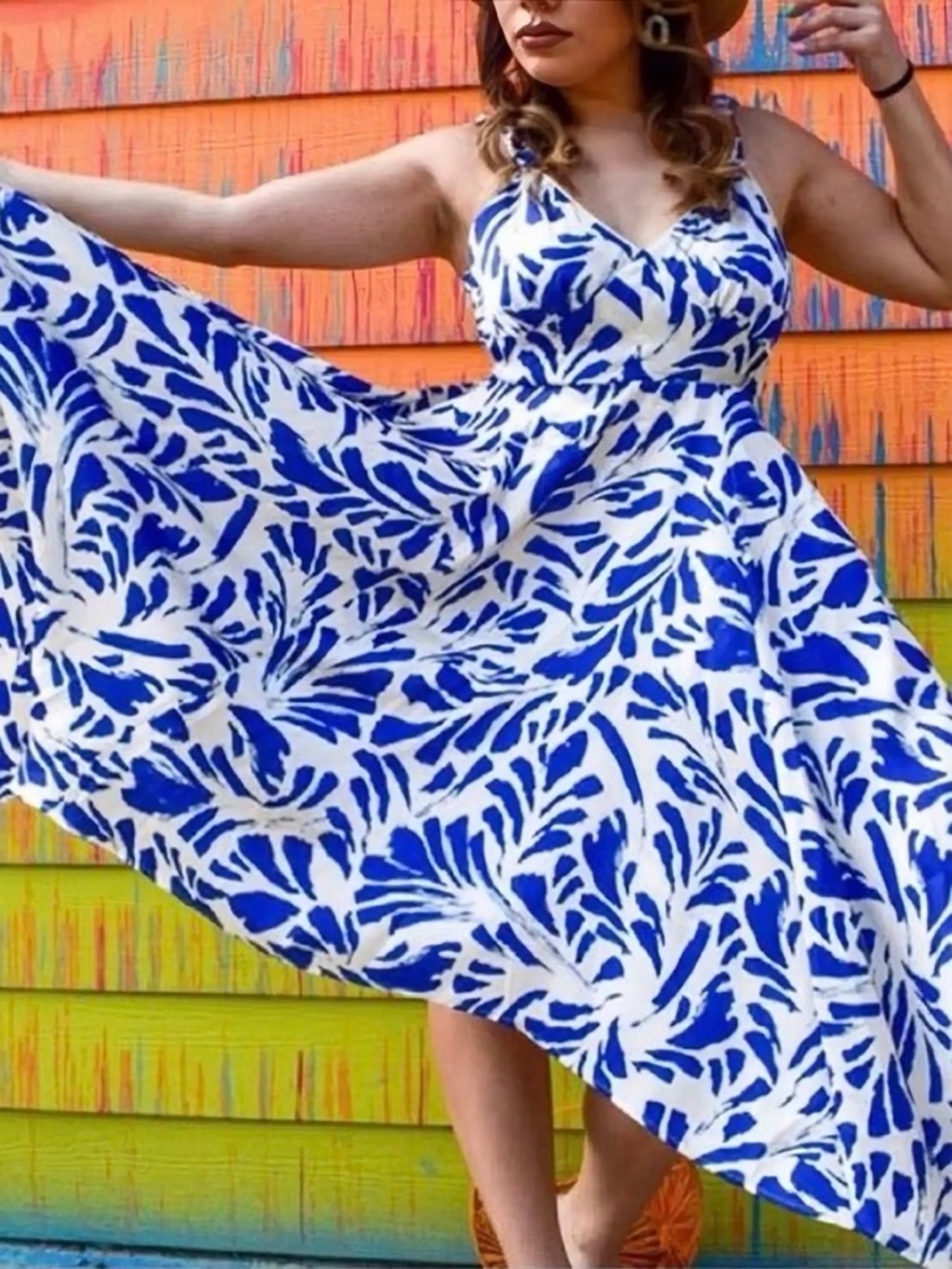 NWT Alexis for Target Botanical Tie Strap Asymmetrical Hem Dress in Blue Floral